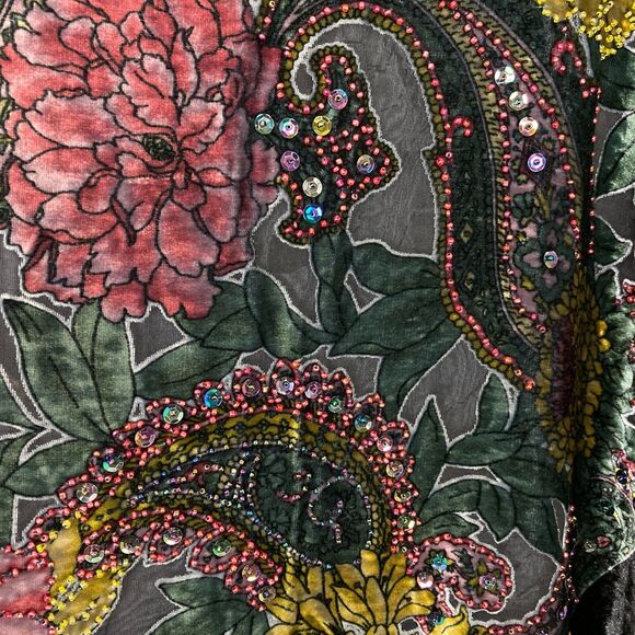 Heidi Abra Night Garden Burnout Silk Velvet Fringe Poncho One Size Whimsigoth - Picture 10 of 13